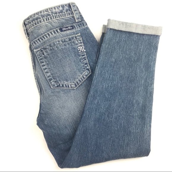 Miss Me Torn Plaid Patch Boyfriend Ankle Jeans 28 - Picture 3 of 8